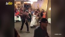 Roller Skating Bride-Dad Duo Bust a Move at Wedding Reception