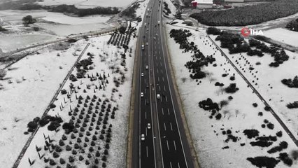 Beyaza Bürünen Otoyol Çevresi Havadan Görüntülendi