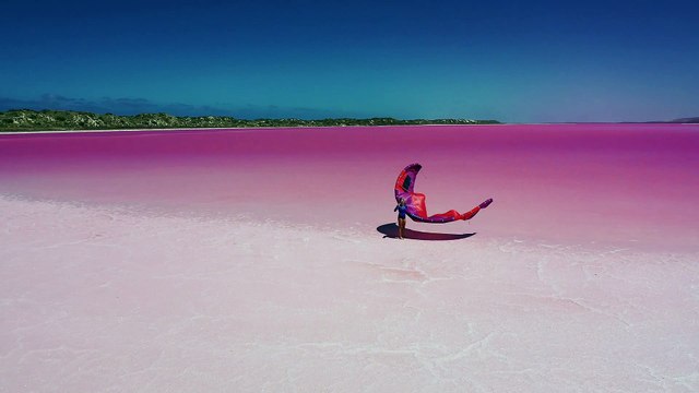 Kitesurfing Across Pink Lagoon
