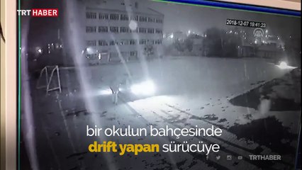 Okul bahçesinde drift yapan sürücüye 5 bin 10 lira ceza
