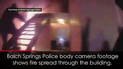 Dramatic moment boy jumps out of apartment during fire