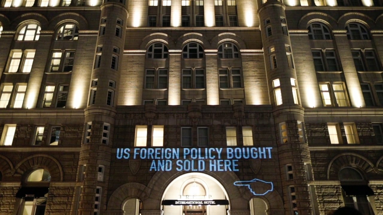 Protesters Project Trump Ties To 'Autocratic Leaders' On His DC Hotel