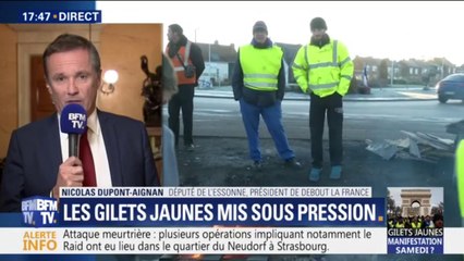 Gilets jaunes: Nicolas Dupont-Aignan considère qu'"il faut éviter d'aller manifester à Paris"