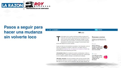 El diario La Razon recomienda a Mudanzas Roy