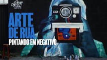 Murais de grafite pintados em negativo