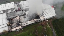 Arnavutköy'de Sünger Fabrikasındaki Yangın Havadan Görüntülendi