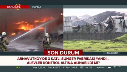 Arnavutköy'de 3 katlı sünger fabrikası yandı