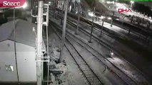 Tren kazası güvenlik kamerasına böyle yansıdı