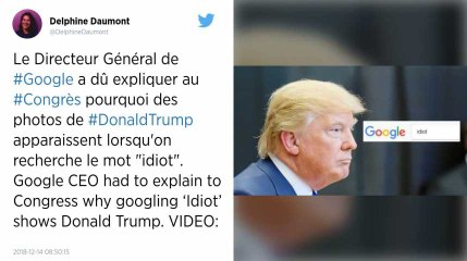 Le mot-clé «idiot» associé à Donald Trump sur Google: le PDG répond aux députés américains.