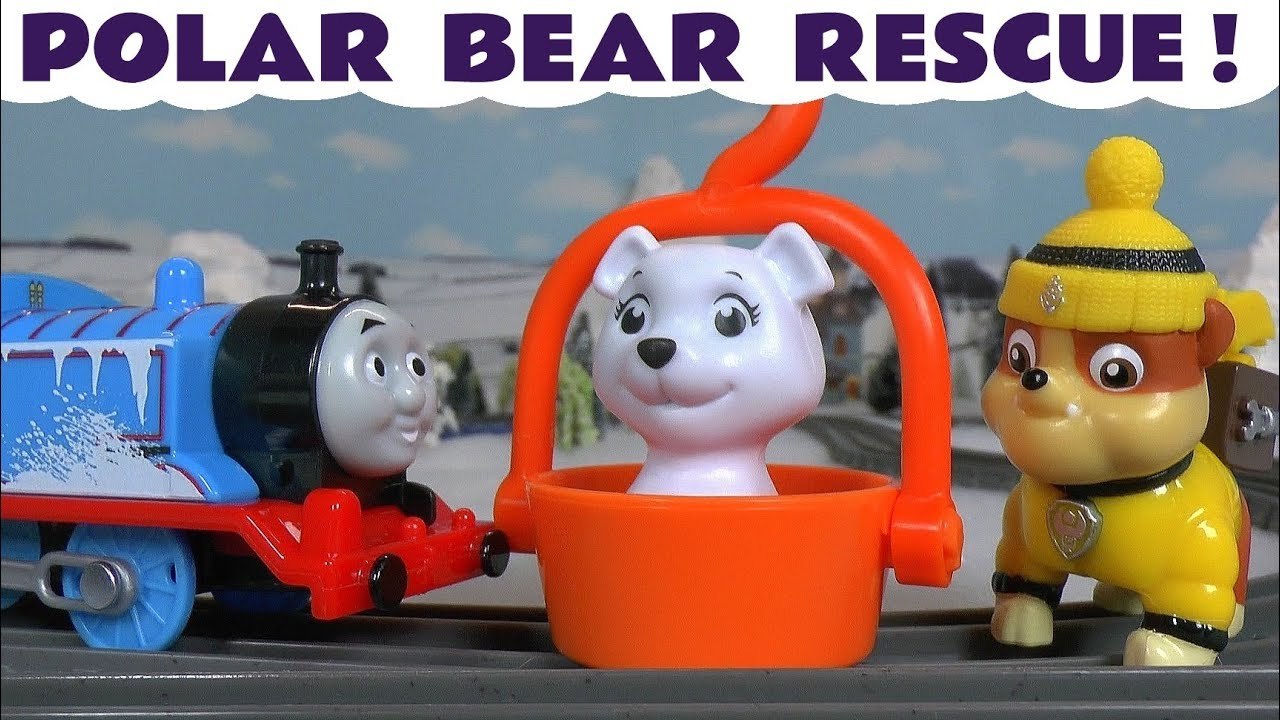 Paw Patrol Polar Bear Rescue with Thomas and Friends in the Snow at Christmas - A Fun Toy Story for Kids and Preschool Toddlers with Ryder, Rubble and Chase