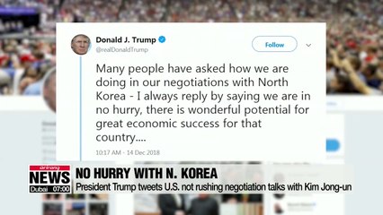 U.S. in no hurry in negotiations with N. Korea: Trump