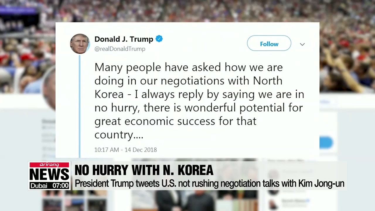 U.S. in no hurry in negotiations with N. Korea: Trump
