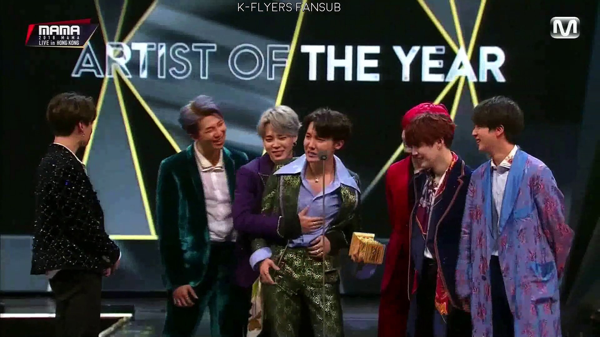 Bts Artist Of The Year Daesang Acceptance Speech Mama In