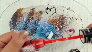 Mixing Makeup into Clear Slime - Satisfying Slime Videos