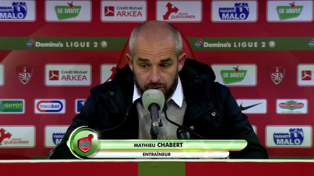 Réaction de Jean-Marc Furlan et Mathieu Chabert après Stade Brestois 29 - AS Béziers