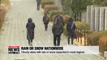 Cloudy skies with rain or snow expected in most regions