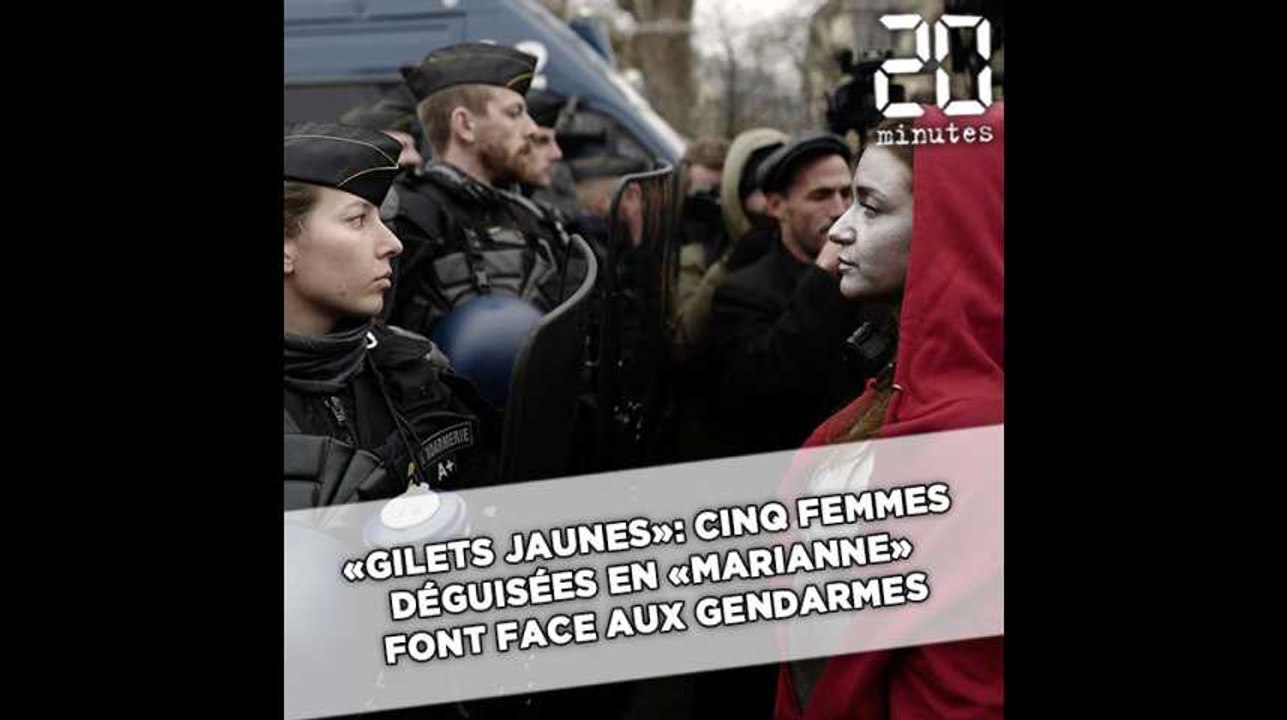 «Gilets jaunes»: Cinq femmes déguisées en «Marianne» font face à des gendarmes mobiles
