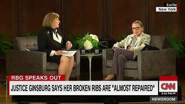 Ruth Bader Ginsburg Says Ribs Are 'Almost Repaired' After Fall