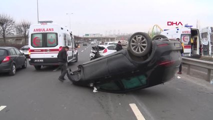Ankara- Bariyerlere Çarpan Otomobil Takla Atıp Metrelerce Sürüklendi