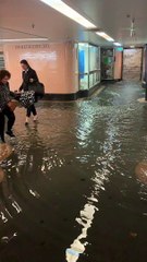 Sudden Summer Storm Floods Train Station Subway