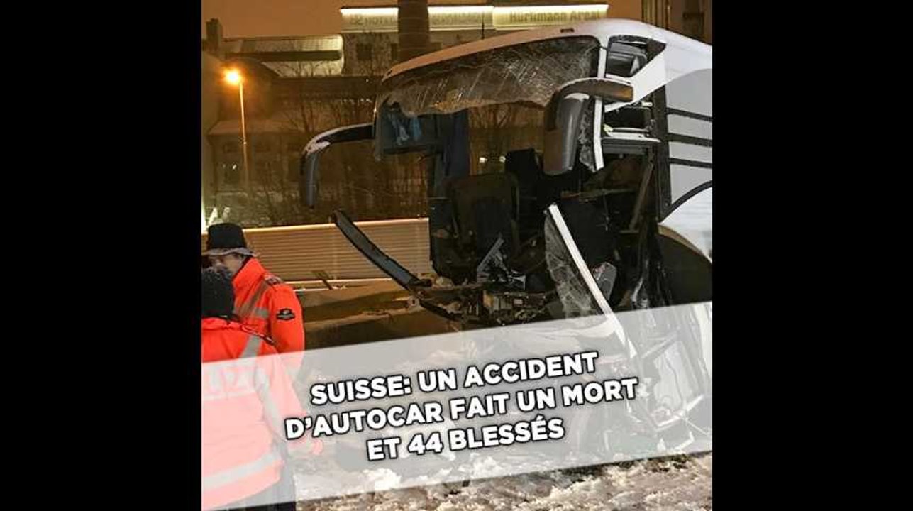 Suisse: Un accident d'autocar fait un mort et 44 blessés