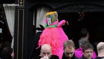 Pantomime horses race through London with several pub pit stops
