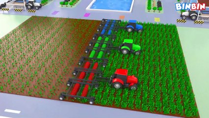 Colours for Kids to Learn with Farm Vehicles #w - Learn Colors with Bulldozer & Fruit for Children