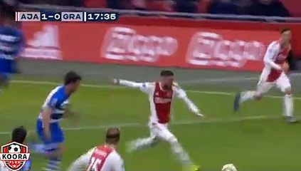 شاهد أداء خرافي لحكيم زياش في مباراة اياكس ودي غرافشات  التي سجل فيها هاتريك عالمي