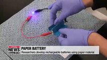 Scientists develop new battery out of paper