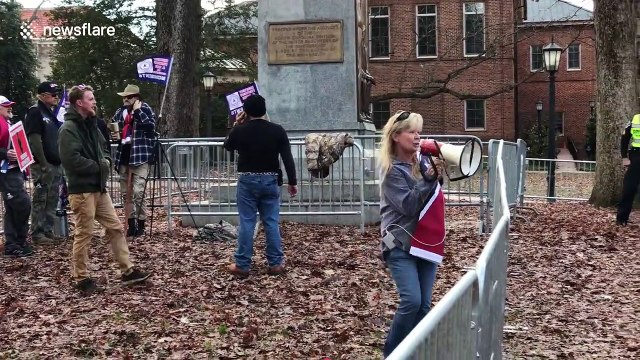 Protesters and supporters of Silent Sam statue face off at UNC-Chapel Hill