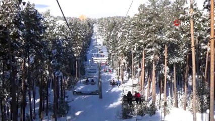 Sarıkamış’ta kayak keyfi havadan görüntülendi