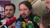 Pablo Iglesias defiende las manifestaciones ante el Consejo de Ministros en Barcelona