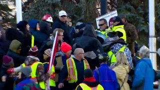 Yellow vest protest edmonton, antifa gets beat up