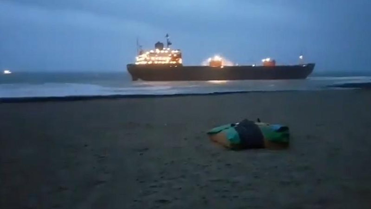 Russian cargo ship runs aground on the Cornwall coast
