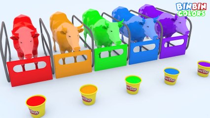 Learn Colors With Milk Cows For Kids #z - Colours With Animals Play Doh For Children 3D Education
