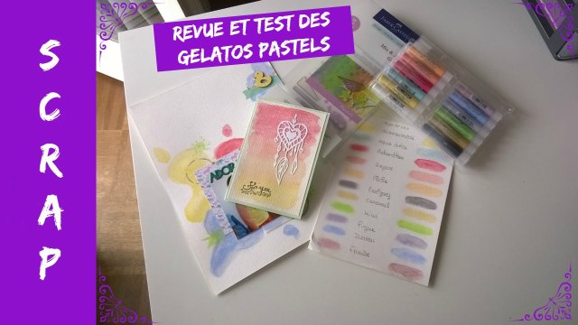 Scrap - Revue et test/tuto des Gelatos pastels de Faber Castel (nuancier, page et carte)