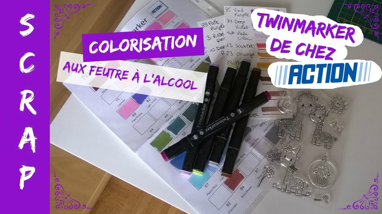 Scrap - Colorisation aux feutres à l'alcool Twinmarker d'Action "Tuto"