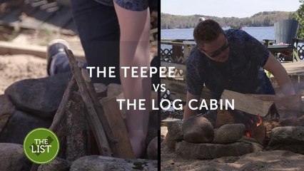 Campfire showdown: teepee vs. log cabin