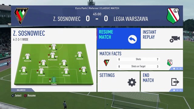 Polish Ekstraklasa - Legia Warszawa @ Zaglebie Sosnowiec - FIFA 19 Simulation Full Game 20/12/18