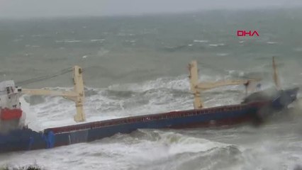 Şile'de Kargo Gemisi Kıyıya Oturdu