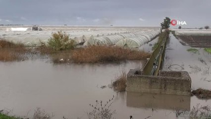 Sağanak Yağış Nedeniyle Seralar Sular Altında Kaldı