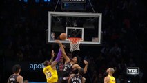Jarrett Allen gets up for massive block on James