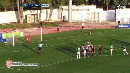 هدف محمد الناهيري في شباك أولمبيك خريبكة بعد تصدي التڭناوتي لركلة جزاء