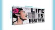 Wallfillers Life is Beautiful Banksy Graffiti Street Art Black White Pink Canvas Print