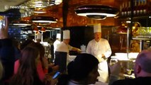 Opera singing chef cooks pizza in London