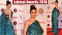 Urvashi Rautela looks beautiful in Shimmer blue sequined sari at Lokmat Awards 2018 | Boldsky