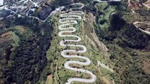 Spectacular footage shows winding mountain road with 68 turns in China