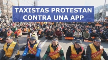 Miles de taxistas protestan en Seúl en contra de una app