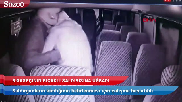 Minibüs şoförüne bıçaklı gasp girişimi araç kamerasında