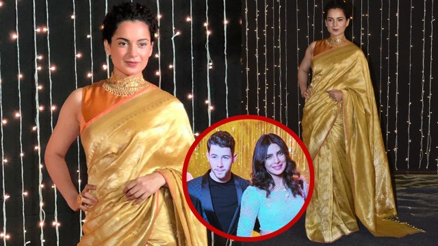 Priyanka Chopra & Nick Jonas Reception: Kangana Ranaut stuns in Golden Banarasi Saree | Boldsky